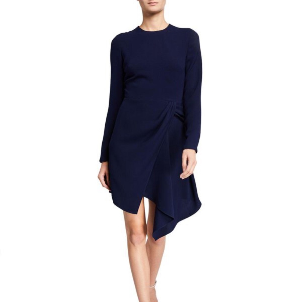 SHOSHANNA Crepe Asymmetric Dress, Navy